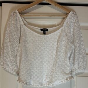 Verona Jessica Simpson White Lace Women's Top Puffed Sleeves Size Medium